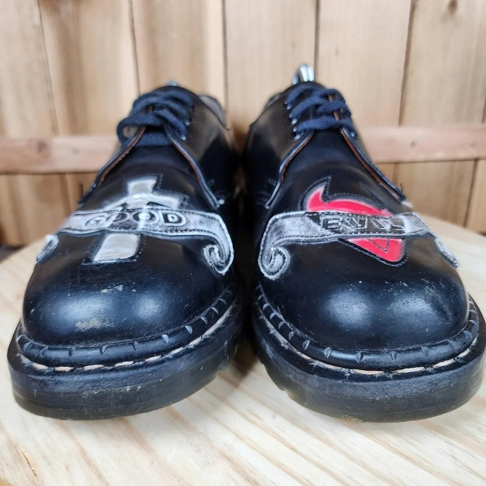 Tredair Good Evil Shoes Mens 12‎ USA 11 UK Black Oxford Sneakers Made In England